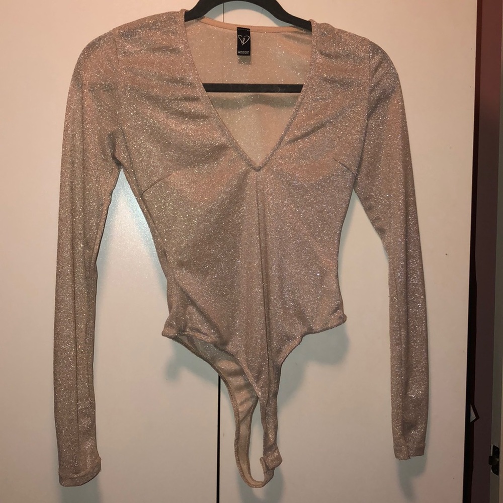 Nude/glitter bodysuit